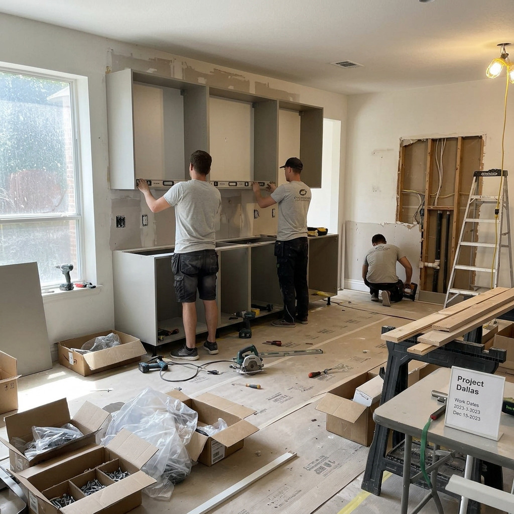 Kitchen install in progress — Dallas, TX